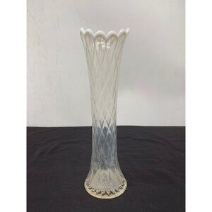 Jefferson Glass Diamond Oval Thumbprint White Opalescent Swung Vase